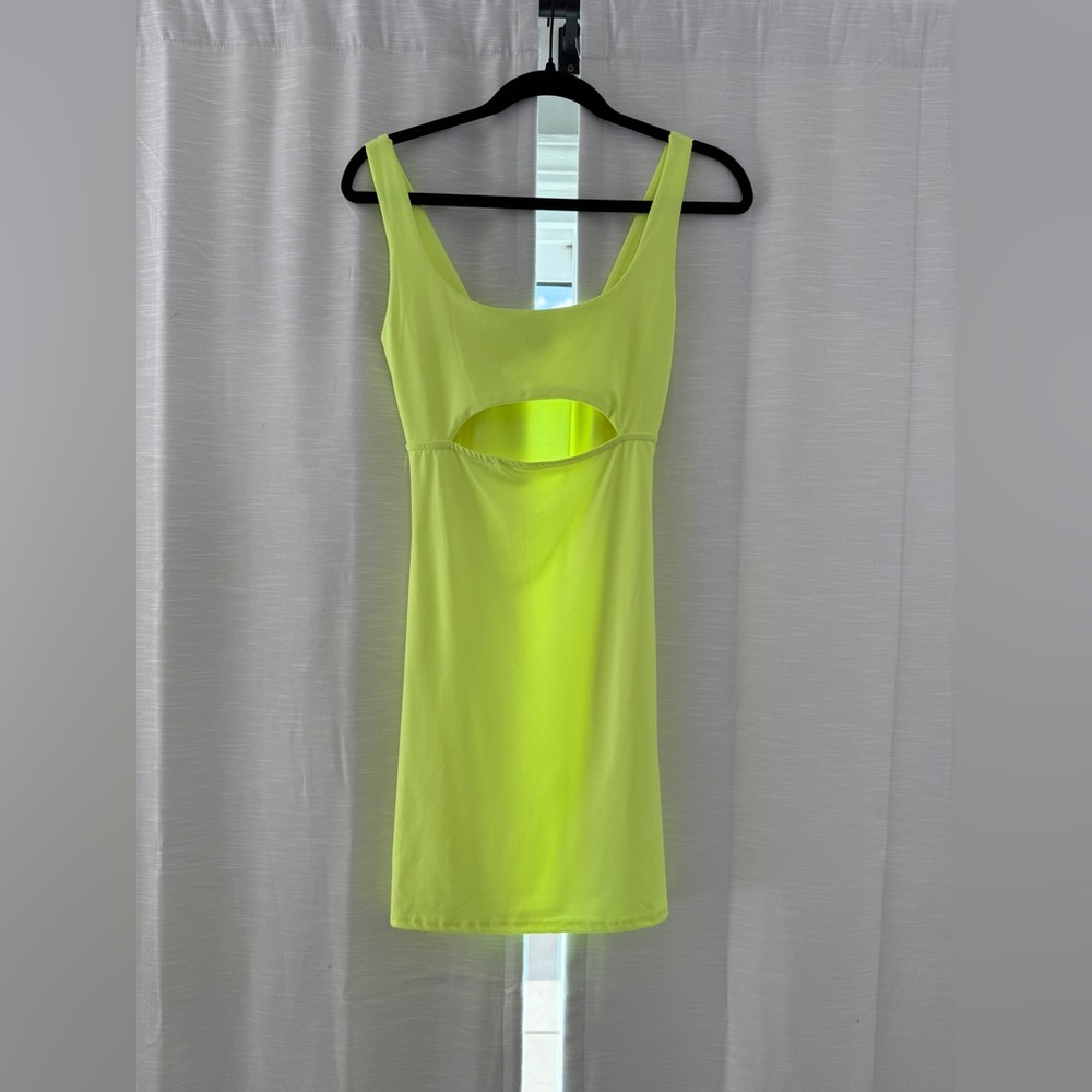 Forever 21 Neon Yellow Cutout Bodycon Mini Dress | Bold Night-Out Look Size M - Picture 3 of 8